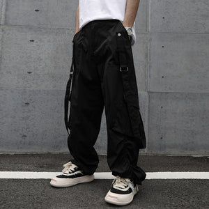 Street Ribbon Decorated Straight Trousers