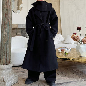 Loose Scarf Suit Collar Wool Coat