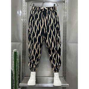 Striped Printed Cropped Harem Pants