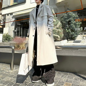 PU Leather Over-the-knee Panelled Coat