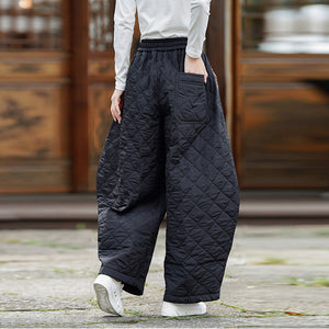 Patchwork Pattern Thickened Cotton Casual Pants