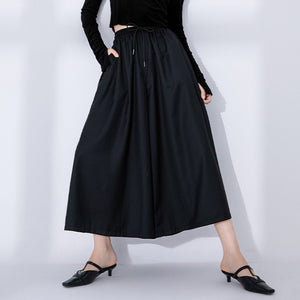 Black Casual High Waist Slim Wide Leg Pants