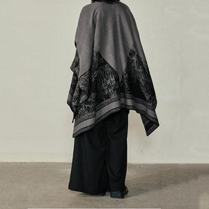 Slit Reversible Knitted Shawl Cape