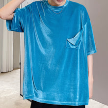 Load image into Gallery viewer, Velvet Solid Half Sleeve T-Shirt
