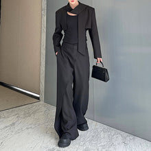 Load image into Gallery viewer, Streamer Short Wrap Shirt Wide Leg Pants Suit
