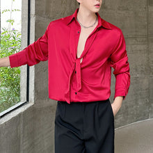 Load image into Gallery viewer, Satin-finish Tie-embellished Shoulder Shirt
