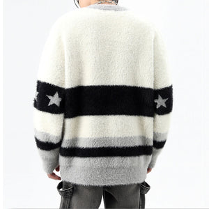 Round Neck Embroidered Dragon Loose Knitted Sweater