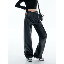 Load image into Gallery viewer, Straight Casual Pants PU Leather Loose Pants
