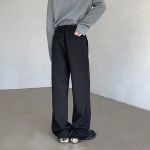 Wide-leg Straight Black Casual Suit Pants