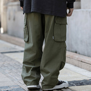 Solid Color Multi-Pocket Cargo Pants