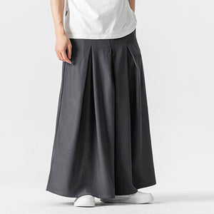 Retro Loose Wide-leg Pleated Skirt Pants