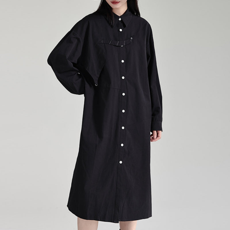 Single Breasted Shirt Collar Dress