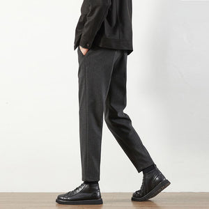 Wool Slim-fit Straight-leg Casual Suit Pants