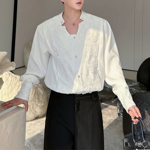 3D Embroidered Padded Shoulder Draped Shirt