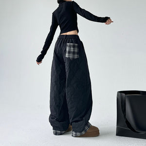 American Retro Plaid Thick Wide-leg Pants