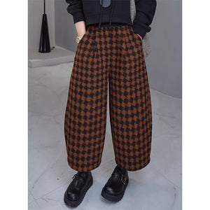 Retro Thickened Plaid Casual Pants