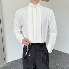 Load image into Gallery viewer, Pleated Stand Collar Long Sleeve Shirt
