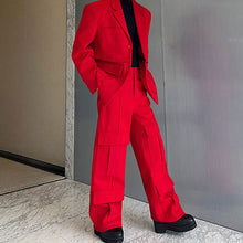 Load image into Gallery viewer, Detachable Cropped Blazer Wide-leg Pants Two-piece Set
