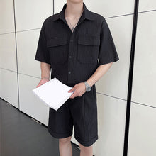 Load image into Gallery viewer, Pleated Simple Shirt and Shorts Set
