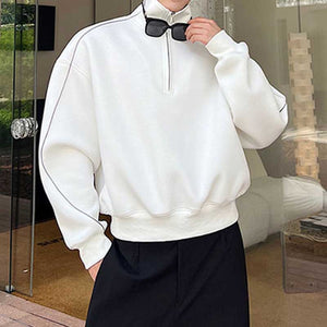 Half Zip Stand Collar Long Sleeve Top