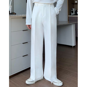 Diagonal Waist Tie Straight Suit Pants