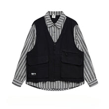 Load image into Gallery viewer, Japanese Fake Two-piece Striped Workwear Shirt
