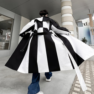 Black and White Color Contrast Loose Windbreaker Jacket