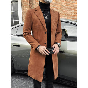 Suede Wool Mid-length Trench Coat