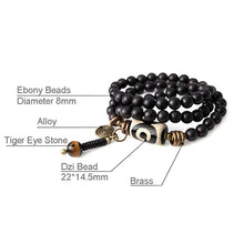 Load image into Gallery viewer, Ethnic Retro Cylindrical Dzi Beads Ebony Bracelet
