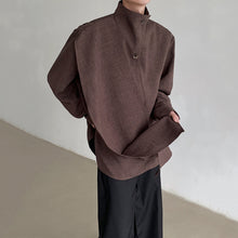 Load image into Gallery viewer, Loose Half Turtleneck Casual Shirt with Irregular Shawl
