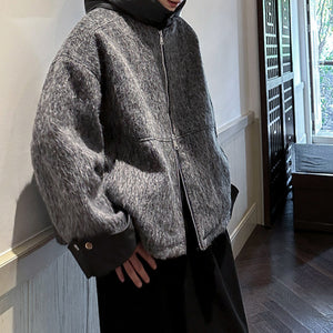 Loose-fitting Detachable Hooded Short Woolen Coat