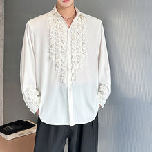 Load image into Gallery viewer, French Loose Lapel Satin Lace Casual Long-sleeved Shirt
