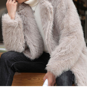 Winter Long Thick Faux Plush Coat