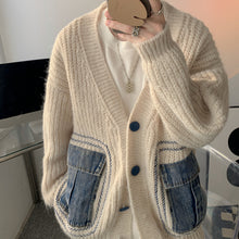 Load image into Gallery viewer, Lazy Denim Pocket Patchwork Sweater Jacket
