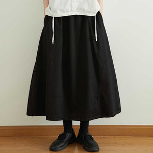 Solid Color Elastic Waist Skirt