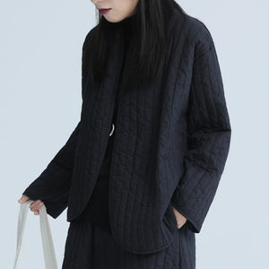 Retro Vertical Striped Asymmetric Thin Cotton Jacket