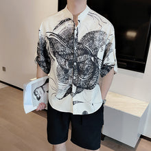 Load image into Gallery viewer, Printed Vintage Stand Collar Shirt
