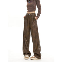 Load image into Gallery viewer, Straight Casual Pants PU Leather Loose Pants
