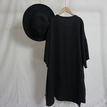 Load image into Gallery viewer, Black Simple Waist Drawstring Mid-length T-shirt
