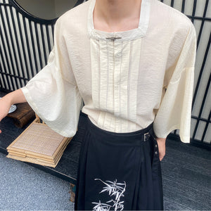 Summer Square Collar Mid-Sleeve Hanfu Shirt