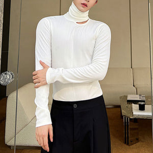 High Neck Cutout Slim Fit Long Sleeve T-Shirt