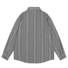 Load image into Gallery viewer, Striped Point Collar Cargo Loose Shirt
