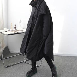 Loose Knee-Length Cotton Coat