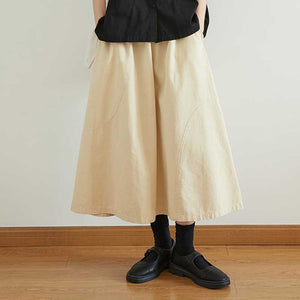 Solid Color Elastic Waist Skirt