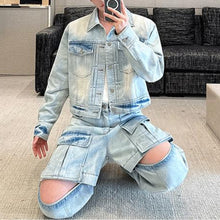 Load image into Gallery viewer, Detachable Denim Jacket With Three-Dimensional Pockets Two-piece Set
