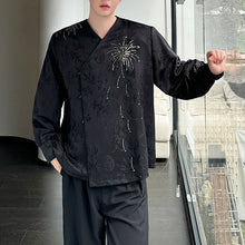 Load image into Gallery viewer, Fireworks Embroidered Jacquard Long-sleeved Shirt
