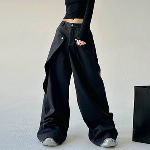 Button Loose Drape Vintage Casual Pants