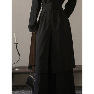 Adjustable Waistband Slits Long Shirt