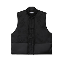 Load image into Gallery viewer, Satin Jacquard Patchwork Stand Collar Vest
