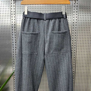 Striped Casual Woolen Harem Pants